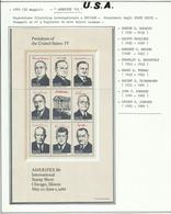 STATI UNITI UNITED STATES 1986 USA AMERIPEX 86 PRESIDENTS PRESIDENTI BLOCK SHEET BLOCCO FOGLIETTO MNH - Blocks & Kleinbögen