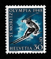 SWITZERLAND 1948 Winter Olympic Games, St Moritz: Single Stamp UM/MNH - Inverno1948: St-Moritz