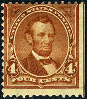 US #280 MINT Hinged O.G. 4c Lincoln 1898 Issue - Neufs