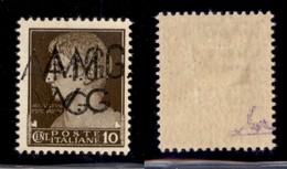 TRIESTE AMG VG - 1945 - 10 Cent (1 Varietà Fac) Con Doppia Soprastampa (una Evanescente Spostata A Sinistra) - Gomma Ori - Otros & Sin Clasificación