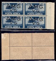 TRIESTE AMG VG - 1946 - 25 Lire (6 - Aerea) - Quartina Bordo Foglio - Gomma Integra - Other & Unclassified