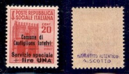 EMISSIONI LOCALI - Castglione D'Intelvi - 1945 - 1 Lira Su 20 Cent (5) - Gomma Originale (50) - Altri & Non Classificati