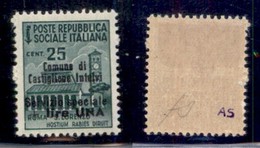 EMISSIONI LOCALI - Castglione D'Intelvi - 1945 - 1 Lira Su 25 Cent (7) - Gomma Originale (50) - Altri & Non Classificati