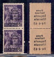 C.L.N. - Imperia - 1945 - 50 Cent (6e) Con Decalco - Coppia Verticale (120) - Andere & Zonder Classificatie