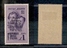 C.L.N. - Imperia - 1945 - 1 Lira Bandiera (14d) - Senza Trattini - Gomma Originale (100) - Autres & Non Classés