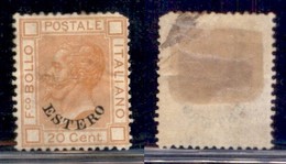 UFFICI POSTALI ALL'ESTERO - Levante - Emissioni Generali - 1878 - 20 Cent Estero (11) - Gomma (parziale) Originale - Dif - Altri & Non Classificati