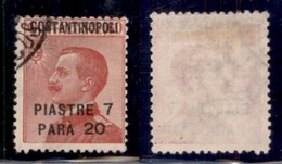 UFFICI POSTALI ALL'ESTERO - Levante - Costantinopoli - 1923 - 7,20 Piastre Su 60 Cent (80 - Varietà Ca) Usato - Costanti - Other & Unclassified