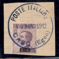 COLONIE - Egeo - 1915 - 50 Cent (2) Usato A Caso (16.11.12-azzurro) Su Frammento - Other & Unclassified