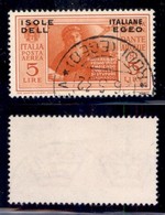 COLONIE - Egeo - 1932 - 5 Lire Società Dante Alighieri (11) Usato (12) - Autres & Non Classés