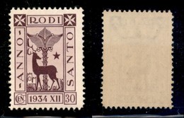 COLONIE - Egeo - 1935 - 30 Cent Anno Santo (95) - Gomma Integra (90) - Altri & Non Classificati