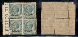 COLONIE - Egeo - Calino - 1912 - 5 Cent Leoni (2) In Quartina - Gomma Integra (407) - Altri & Non Classificati