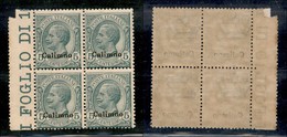 COLONIE - Egeo - Calino - 1912 - 5 Cent Leoni (2) In Quartina - Gomma Integra (407) - Other & Unclassified
