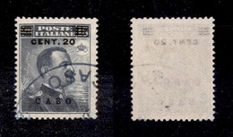 COLONIE - Egeo - Caso - 1916 - 20 Cent Su 15 Cent Michetti Soprastampato (8) - Usato (50) - Autres & Non Classés