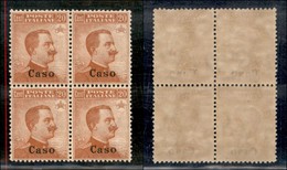 COLONIE - Egeo - Caso - 1922 - 20 Cent Michetti (11) In Quartina - Gomma Integra - Ottima Centratura - Autres & Non Classés