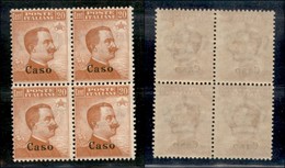 COLONIE - Egeo - Caso - 1922 - 20 Cent Michetti (11) - Quartina - Gomma Integra - Other & Unclassified