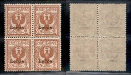 COLONIE - Egeo - Lero - 1912 - 2 Cent Aquila (1) - Quartina - Gomma Integra (120) - Altri & Non Classificati