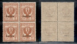COLONIE - Egeo - Lero - 1912 - 2 Cent Aquila (1) - Quartina - Gomma Integra (120) - Other & Unclassified