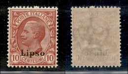 COLONIE - Egeo - Lipso - 1912 - 10 Cent Leoni (3) - Gomma Integra - Ottima Centratura - Altri & Non Classificati