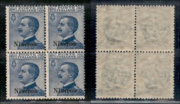 COLONIE - Egeo - Nisiro - 1912 - 25 Cent Michetti (5) - Quartina - Gomma Integra - Altri & Non Classificati