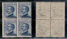 COLONIE - Egeo - Nisiro - 1912 - 25 Cent Michetti (5) - Quartina - Gomma Integra - Other & Unclassified