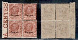 COLONIE - Egeo - Patmo - 1912 - 10 Cent Leoni (3) - Quartina - Gomma Integra - Other & Unclassified