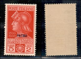 COLONIE - Egeo - Patmo - 1930 - 5 + 2 Lire Ferrucci (16) - Gomma Integra - Other & Unclassified