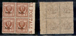 COLONIE - Egeo - Rodi - 1912 - 2 Cent Aquila (1) - Quartina - Gomma Integra - Other & Unclassified