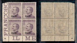 COLONIE - Egeo - Rodi - 1912 - 50 Cent Michetti (7) - Quartina Angolo Di Foglio - Gomma Integra - Otros & Sin Clasificación