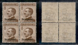 COLONIE - Egeo - Scarpanto - 1912 - 40 Cent Michetti (6) - Quartina - Gomma Integra - Ottima Centratura - Altri & Non Classificati