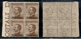 COLONIE - Egeo - Stampalia - 1912 - 40 Cent Michetti (6) - Quartina Bordo Di Foglio - Gomma Integra - Autres & Non Classés