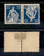 SVIZZERA - 1908 - Tete-Beche Del 25 Cent Helvetia (unif.K1) - Nuovo Con Gomma - Altri & Non Classificati