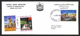 EMIRATI ARABI UNITI - 1973 - Settimana Del Traffico (15/17) - Serie Completa Su Busta FDC Dubai 1.4.73 (150) - Otros & Sin Clasificación