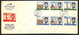 QATAR - 1966 - Kennedy (128/133A) - Serie Completa Su Busta FDC 18.7.66 (40) - Otros & Sin Clasificación