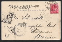 1903 - PPC - SEAPOST PAQUEBOT MALTA To JAVA DUTCH EAST INDIES / Via SINGAPORE / SUEZ PORT TEWFIK - Rare Desitnation - Malte (...-1964)