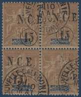 France Colonies Nelle Calédonie N°56/56c Bloc 4 Obl Variété NCE Et 15c Décalés Et Quasi Absent !!! Signé Brun & Calves - Used Stamps