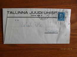 RARE ! 1937 ESTONIA TALLINN JEWISH UNION BANK , COVER - DOCUMENT , 0 - Jewish