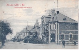 ALT STRELITZ Mecklenburg Bahnhofstrasse + Postamt Belebt Marke Abgefallen Gelaufen - Neustrelitz