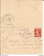 ENTIER POSTAL - N° 138 CL 1 - DATE 046 - 1911 - DOUBLE CACHET RECETTE R A3  TYPE 84 PARIS R. ST DENIS - Tarjetas Cartas