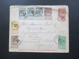 Belgien 1895 GA Umschlag Mit 7 Zusatzfrankaturen Staatswappen Mit Verbindungsleiste Nach Leoben Steiermark - Sobres-cartas