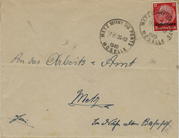 20-12-40 - Enveloppe Affr. 12 Pf Lothringen Oblit. Cad Français De Metz Devant Les Ponts ( Grand Cachet ) - Briefe U. Dokumente