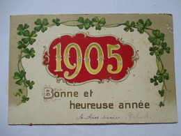1905 -     FLEURS  -  GAUFFRE                PLI  HAUT G. - New Year
