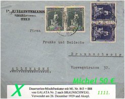 EARLY OTTOMAN SPECIALIZED FOR SPECIALIST, SEE....Geschäftsbrief Nach Braunschweig Mit Mi. Nr. 843 + 888 - Cartas & Documentos