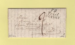 Triel Poissy - 72 - Seine Et Oise - 1821 - Cursive Double - Destination Paris - 1801-1848: Precursores XIX