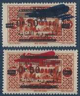 France Colonies Grand Liban PA N°38  B* & C** Double Surcharge Et Avion En Rouge RR - Unused Stamps