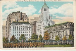 New York : NEW YORK CITY : Battery Park, Custom House And Skyscrapers ( Colorisée ) - Parks & Gardens