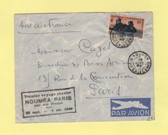 Nouvelle Caledonie - Noumea - Premier Voyage Regulier Par Air France - 30 Sept 1949 - Cartas & Documentos