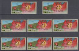 ISRAEL 2013 KLUSSENDORF ATM FLOWER CORAL PEONY FULL SET OF 8 STAMPS - Franking Labels