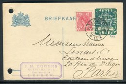 Pays Bas - Entier Postal + Complément De Leiden Pour La France En 1921 - Prix Fixe - Réf JJ 148 - Material Postal