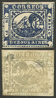 ARGENTINA: GJ.11A, IN Ps Dark Blue, Oily Transparent Impression, Unused, Without Gum, Very Nice - Buenos Aires (1858-1864)
