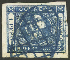 ARGENTINA: GJ.17, 1P. Blue, Dull Impression, Used With Mute Blue Grid Cancel, Very Nice, VF Quality - Buenos Aires (1858-1864)